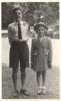 Lorna Kelly as a girl with her Brother in England